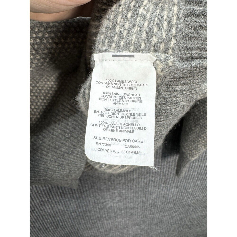 J Crew 100% Lambswool Sweater Mens Large Gray Knit Shawl Collar Button Pocket - Picture 4 of 9